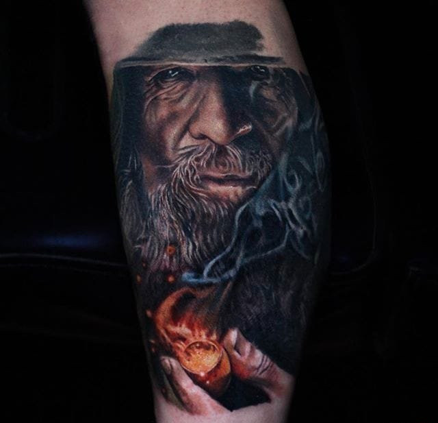 漂亮的名人肖像纹身水彩纹身图案来自男纹身师卢卡