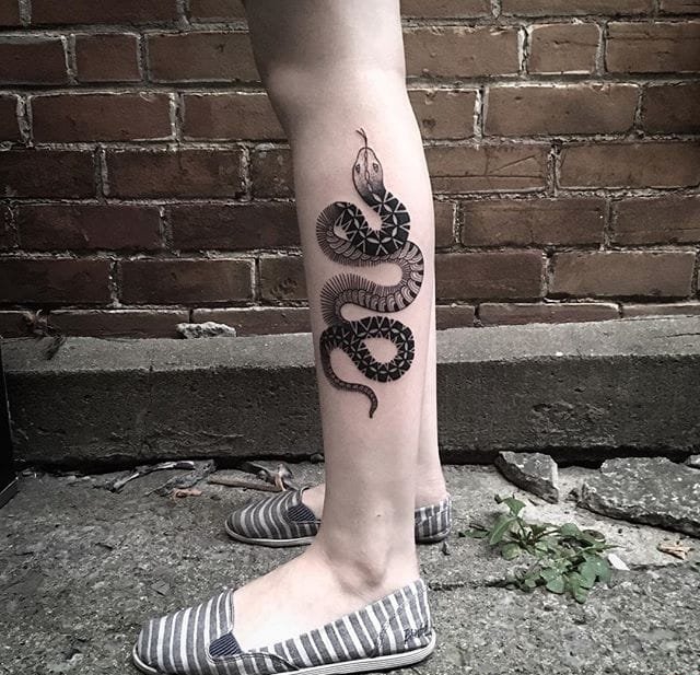 黑灰色动物图案纹身来自于纹身师西尔维