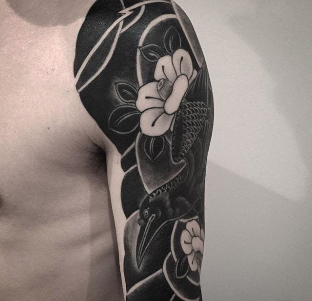 日本创意灵感纹身花臂纹身图案来自于纹身师卢波