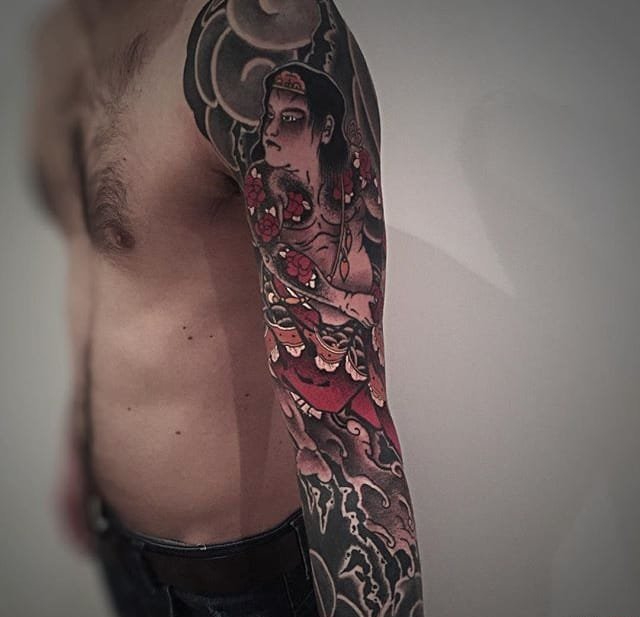 日本创意灵感纹身花臂纹身图案来自于纹身师卢波