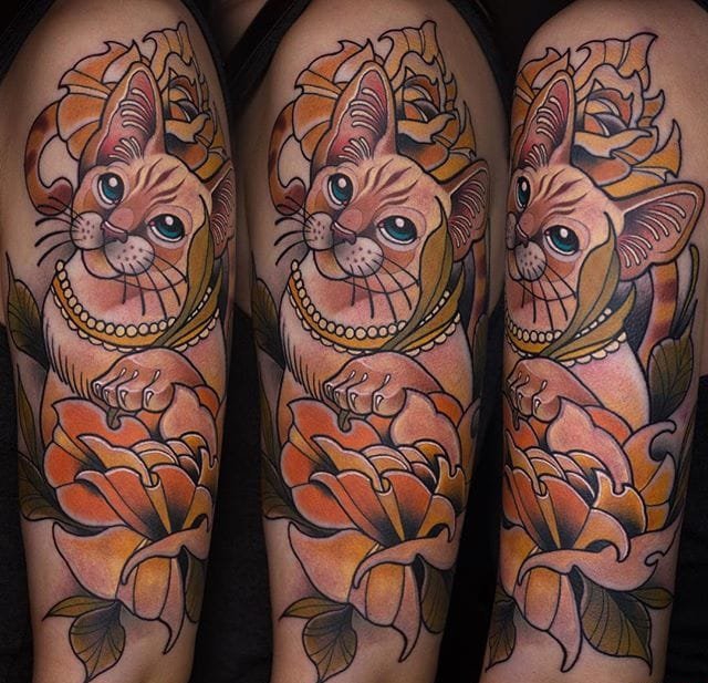 艳丽的新传统风格动物纹身图案来自于纹身师玛雅