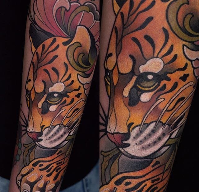 艳丽的新传统风格动物纹身图案来自于纹身师玛雅