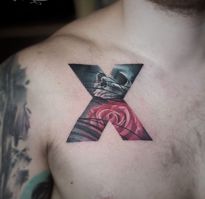 才华横溢的双重曝光轮廓纹身图案来自安德烈