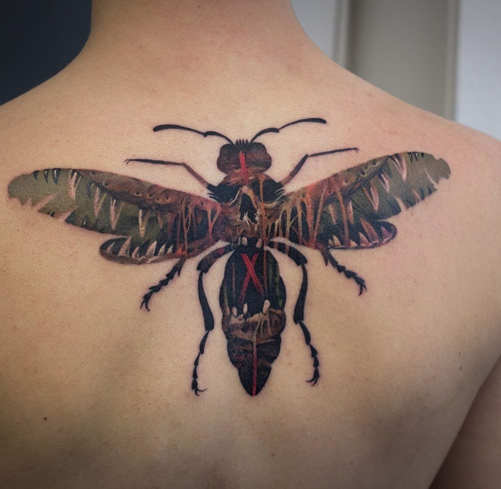 才华横溢的双重曝光轮廓纹身图案来自安德烈