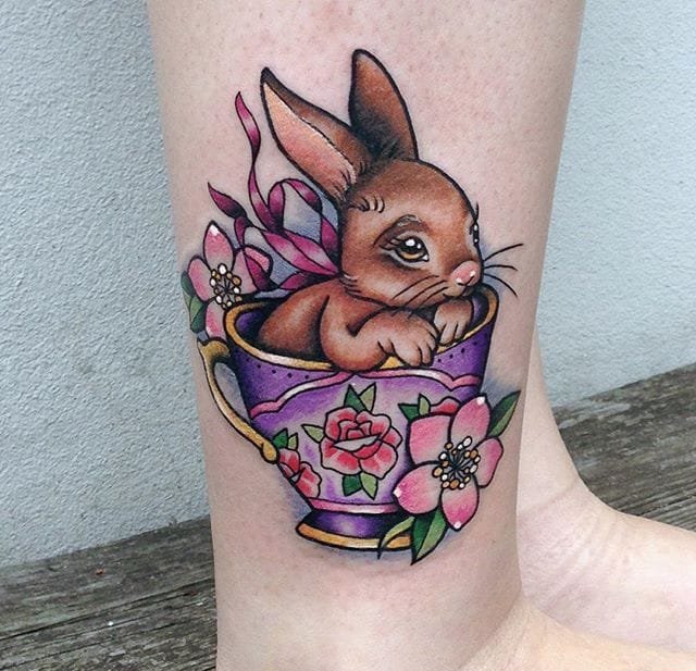 多款可爱的茶杯里的小动物纹身图案来自卡莉