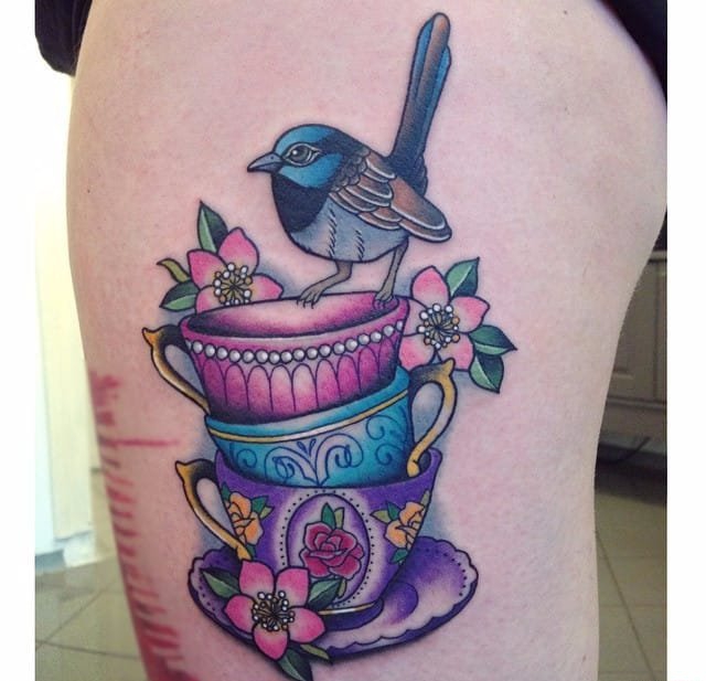 多款可爱的茶杯里的小动物纹身图案来自卡莉