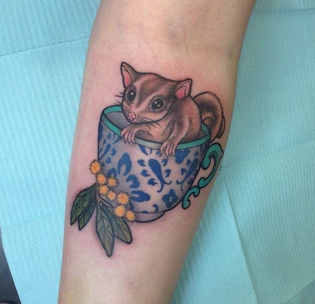 多款可爱的茶杯里的小动物纹身图案来自卡莉