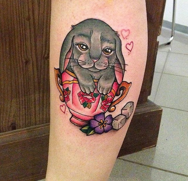 多款可爱的茶杯里的小动物纹身图案来自卡莉