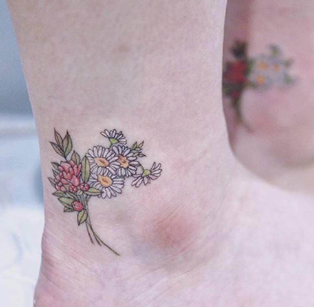 多款小清新可爱的女生花朵纹身图案来自