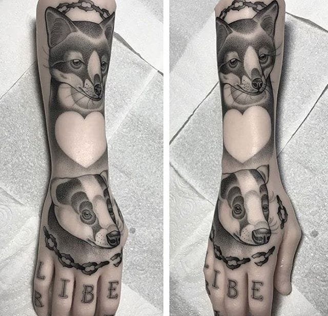 款精美的黑色点刺各种动物纹身图案来自艾米