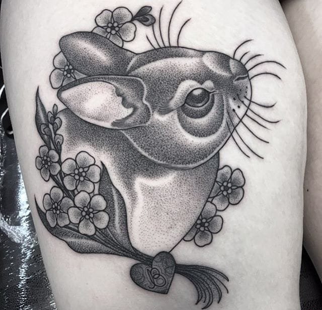 款精美的黑色点刺各种动物纹身图案来自艾米