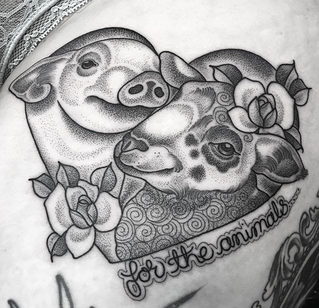 款精美的黑色点刺各种动物纹身图案来自艾米