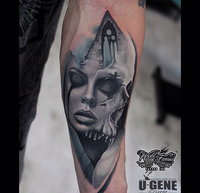 多款手臂上的黑暗的超现实主义风格纹身图案