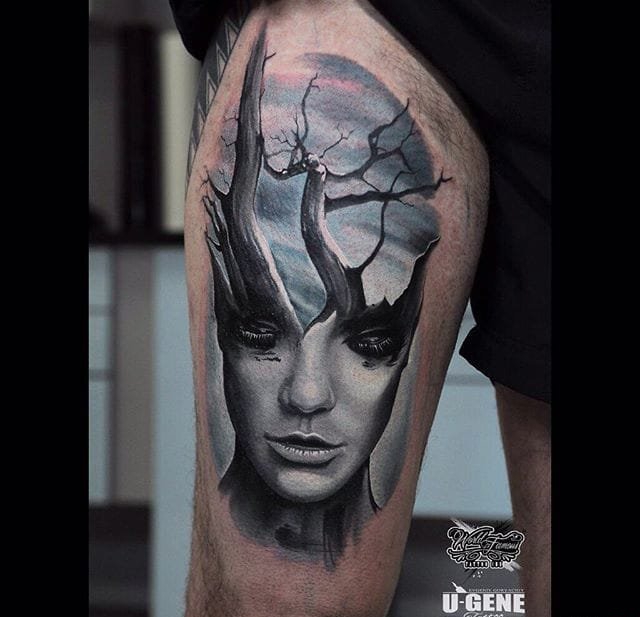 多款手臂上的黑暗的超现实主义风格纹身图案