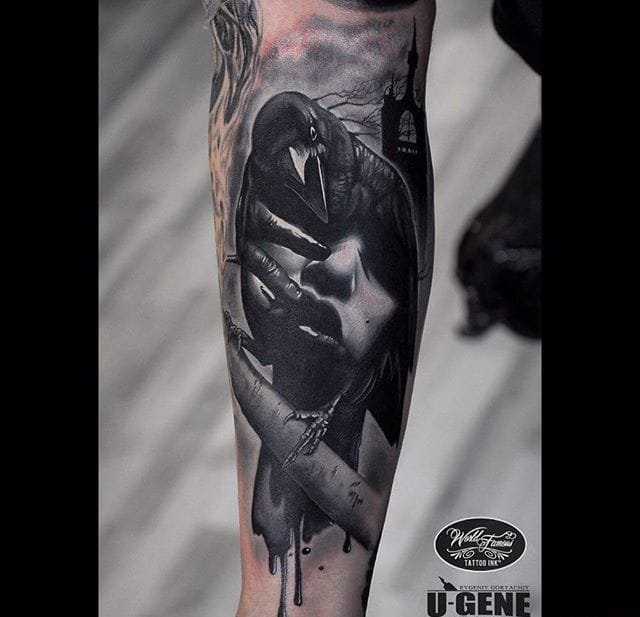 多款手臂上的黑暗的超现实主义风格纹身图案
