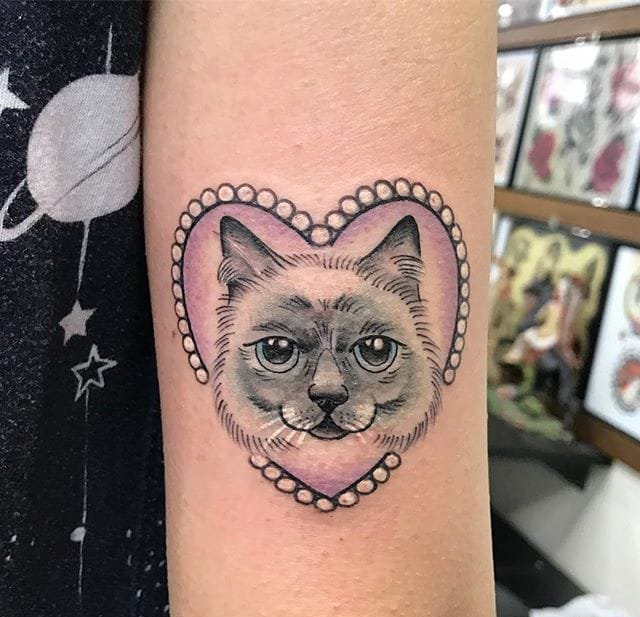 最甜蜜清新的花边心形小动物景象纹身图案