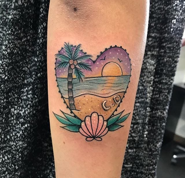 最甜蜜清新的花边心形小动物景象纹身图案