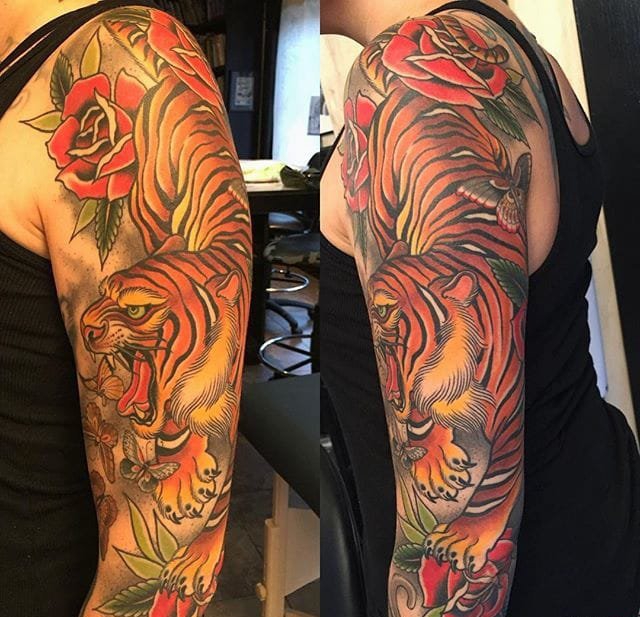 大面积传统纹身图案来自纹身师戈登