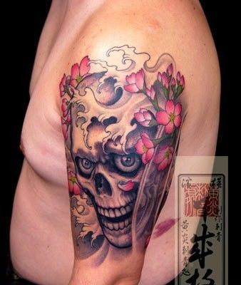 彩色骷髅纹身图案欣赏