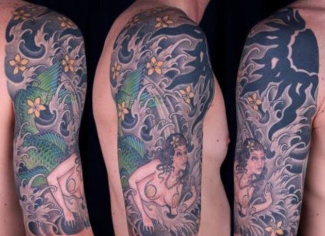 多款漂亮的美人鱼主题纹身图案