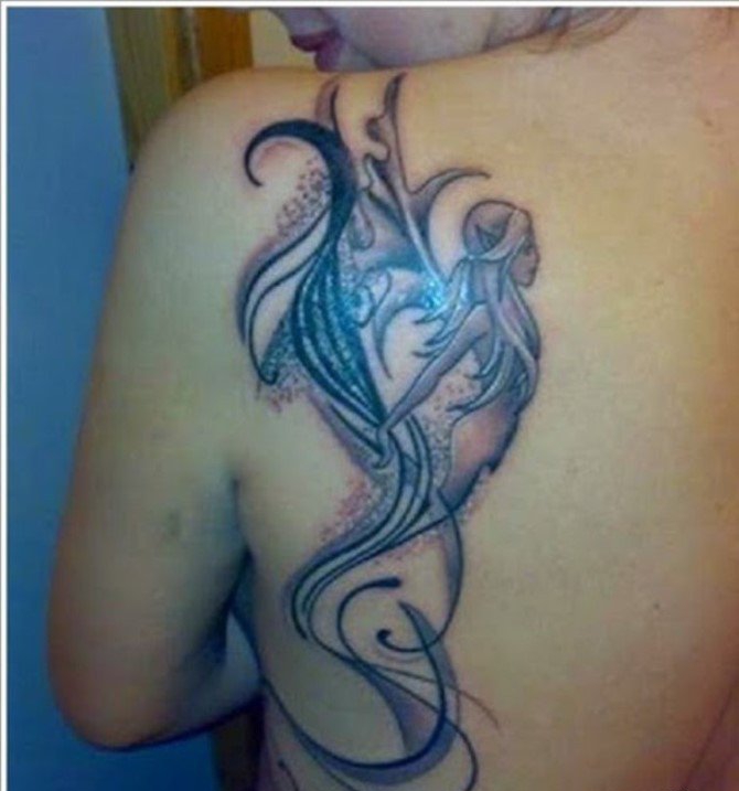 多款漂亮的美人鱼主题纹身图案