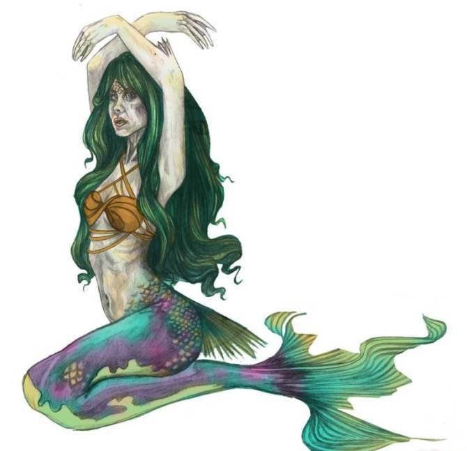 四款漂亮的美人鱼纹身图案手稿素材