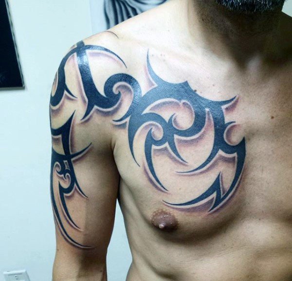 男性超帅气的黑色半甲部落图腾纹身图案