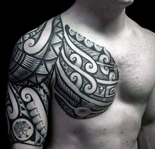 男性超帅气的黑色半甲部落图腾纹身图案