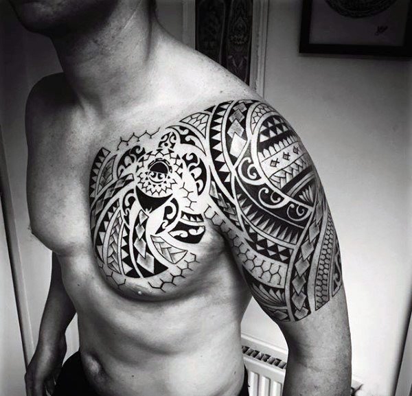 男性超帅气的黑色半甲部落图腾纹身图案