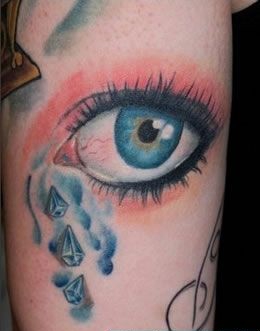 彩色逼真的3d大眼睛纹身图案