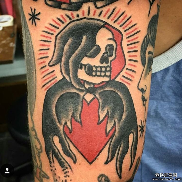 old school死神爱心纹身图案