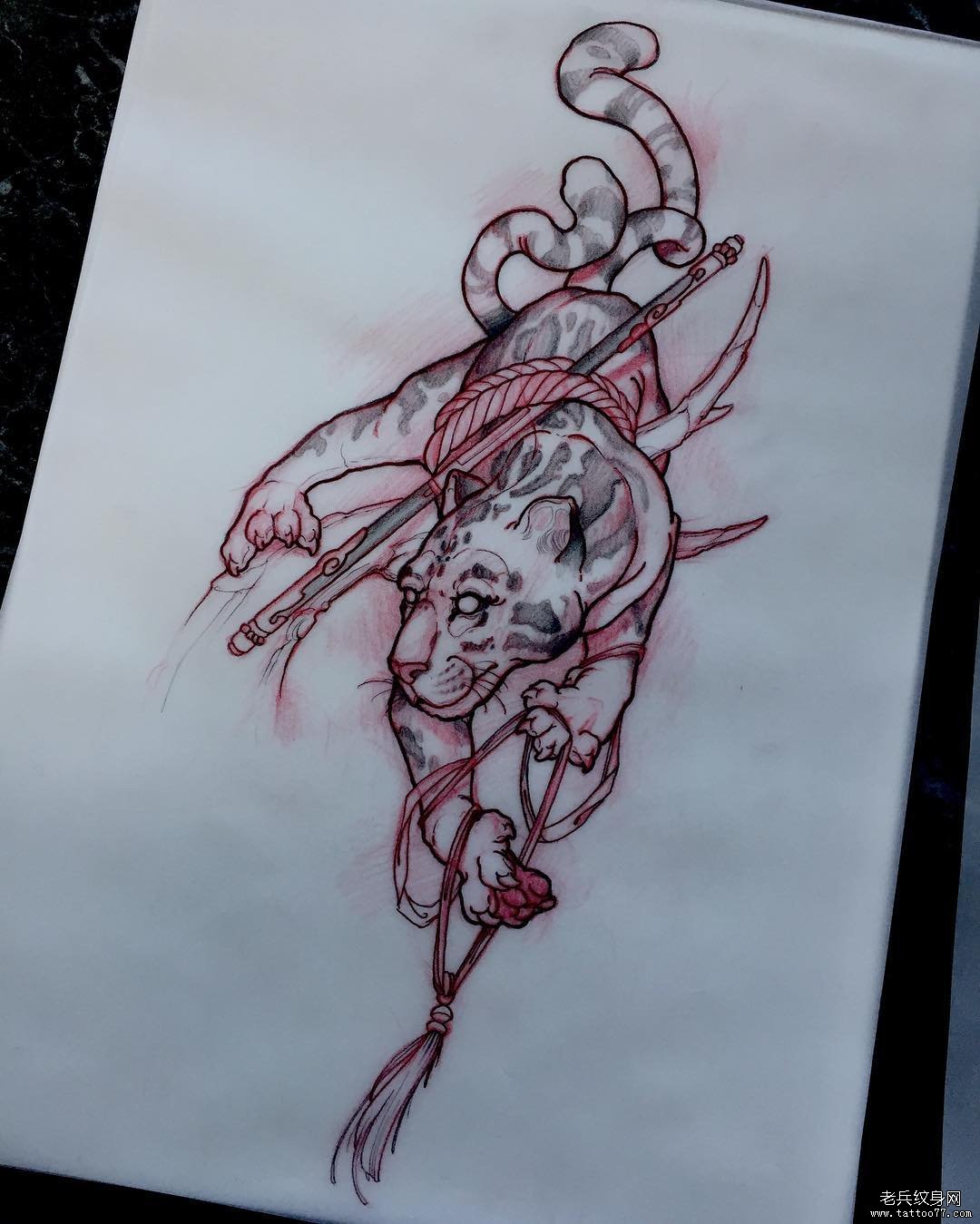 老虎个性纹身图案手稿