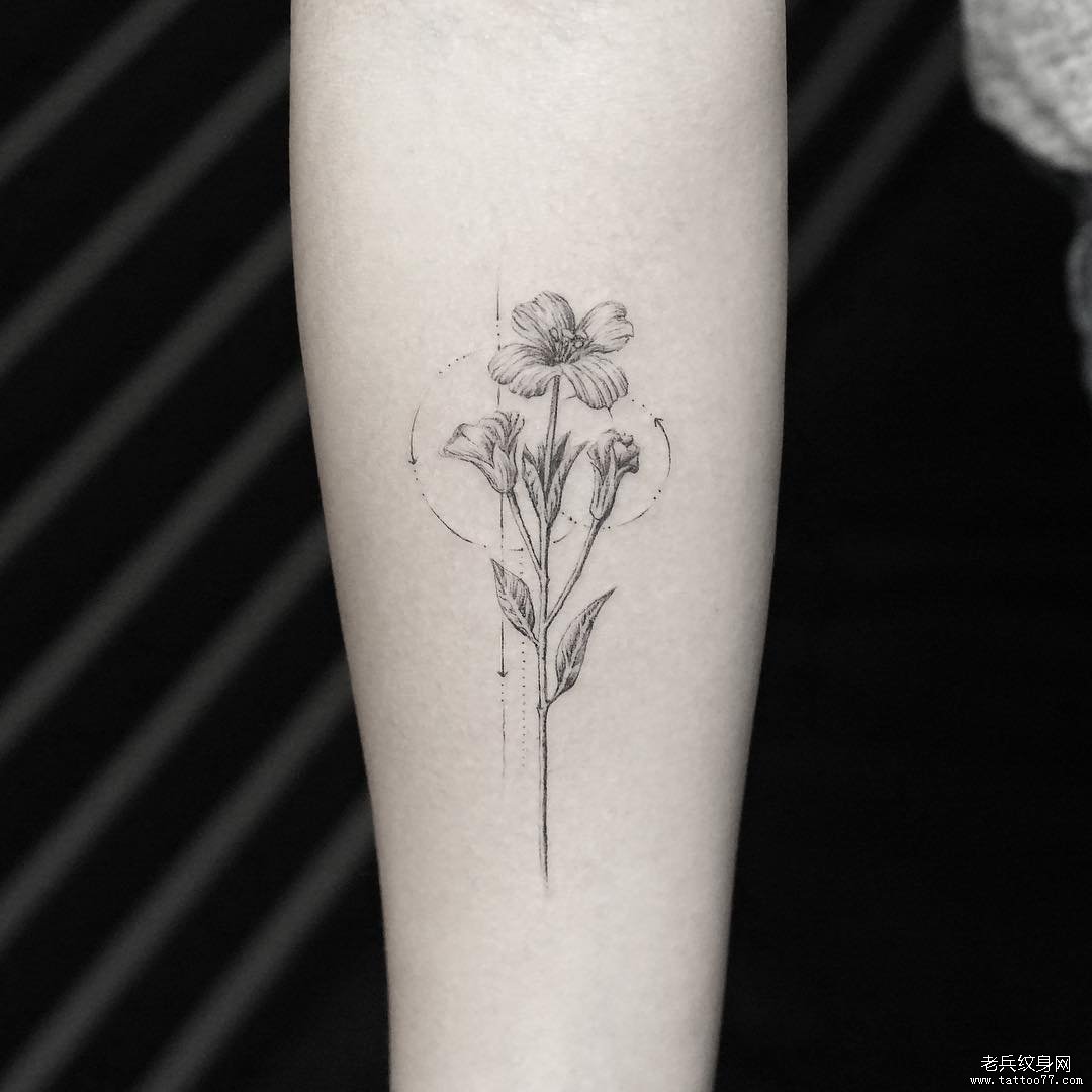 女生小臂小清新花蕊纹身图案