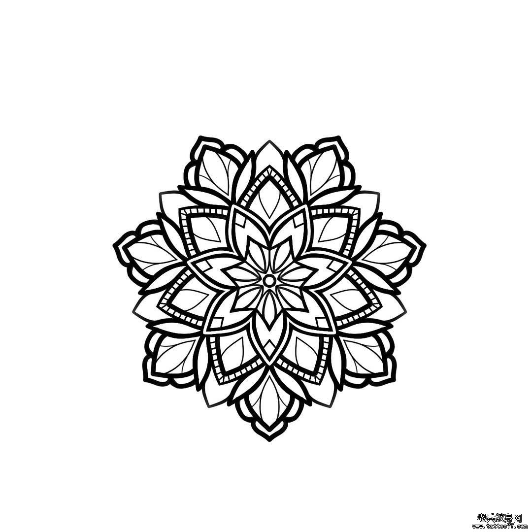 漂亮的梵花线条纹身图案手稿