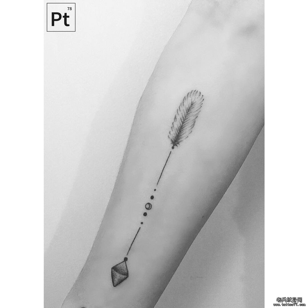 小臂小清新羽毛几何纹身图案
