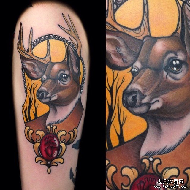 大臂欧美school鹿宝石纹身图案缩略频道推荐图