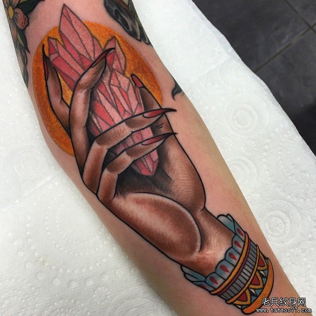 小臂欧美手水晶纹身图案缩略频道推荐图