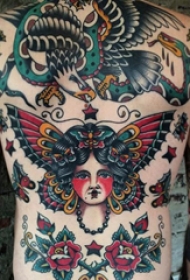 满背动物纹身  男生满背动物和人物肖像纹身图片