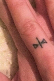 纹身手指  男生手指上黑色的极简线条纹身图片
