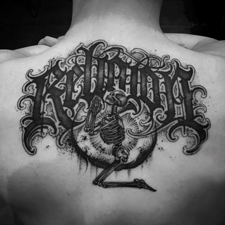 花体英文纹身 多款素描纹身黑色花体英文纹身图案