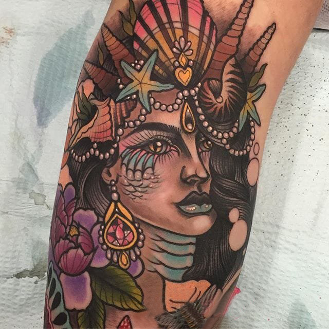 女性人物纹身图案 多款简约线条纹身彩绘女性人物纹身图案