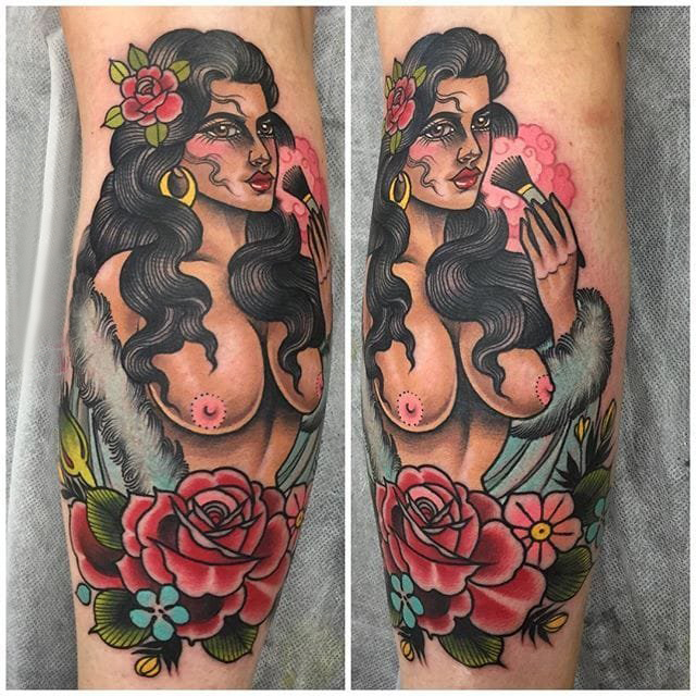 女性人物纹身图案 多款简约线条纹身彩绘女性人物纹身图案