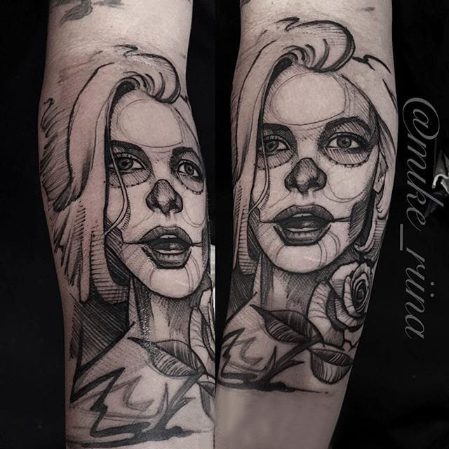 素描纹身 多款素描纹身黑色简单线条纹身图案