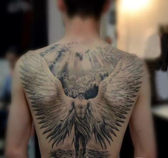 天使纹身 多款黑灰纹身点刺技巧天使纹身图案