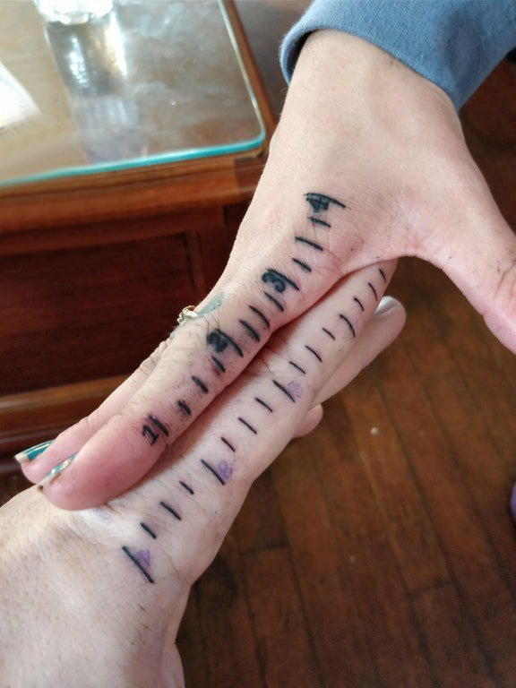 纹身设计图 数字  女生手指上极简的数字纹身图片