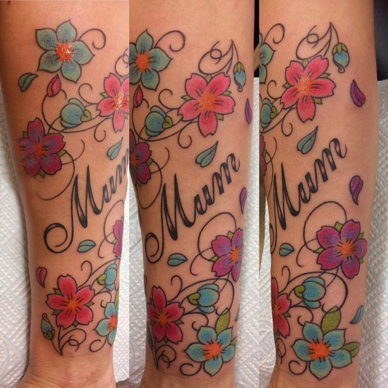 樱花花瓣纹身 多款小清新文艺纹身彩色樱花纹身图案