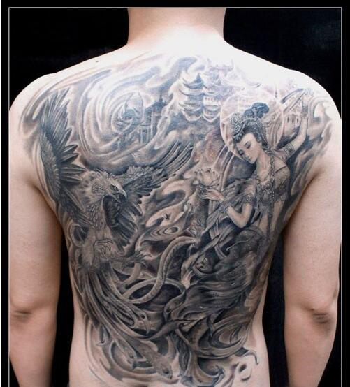 中国风敦煌飞天纹身图案