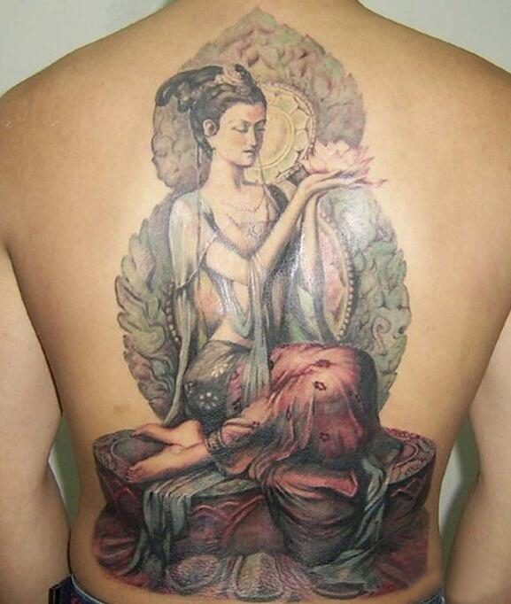 中国风敦煌飞天纹身图案