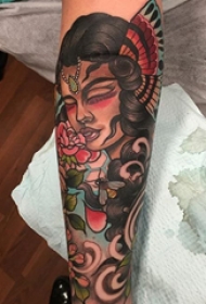 女性人物纹身图案 多款简约线条纹身彩绘女性人物纹身图案