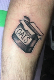 欧美小腿纹身 男生小腿上黑色的盒子纹身图片